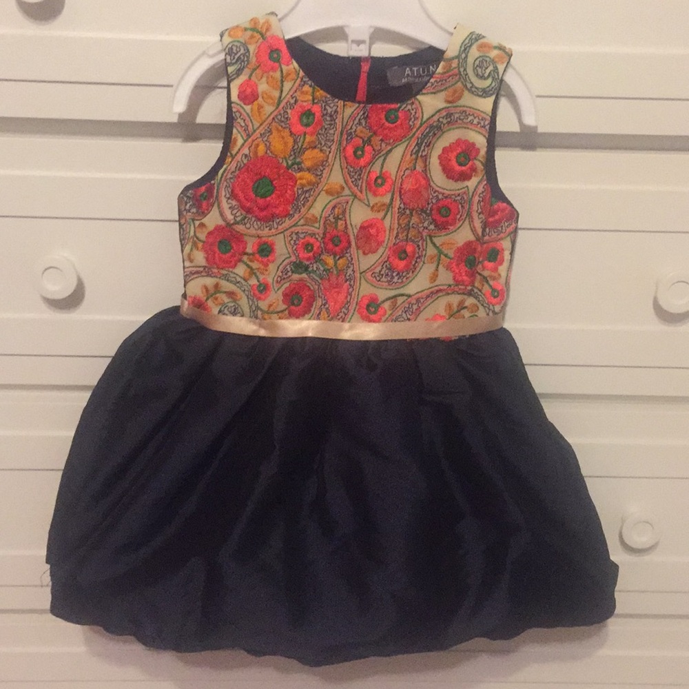 Navy blue dress with beautiful flower detail top - Picture 2 of 4